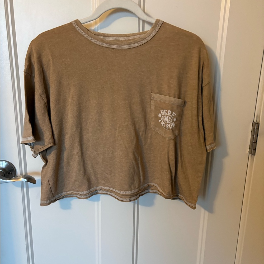 American Eagle Brown Graphic Pocket T-Shirt